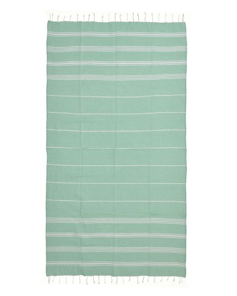 Εικόνα της Ble Πετσετα Pestemal Πρασινο Λευκο Χρωμα Ριγες 90x180 100% Cotton