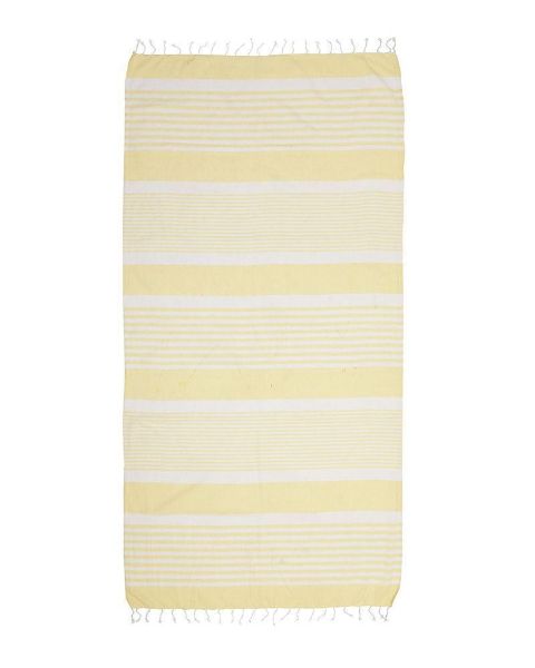Εικόνα της Inart Ble Πετσέτα Θαλάσσης Παρεό με Κρόσσια σε Κίτρινο χρώμα 170x90cm 5-46-807-0089