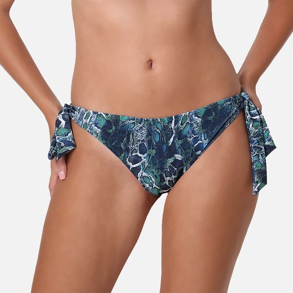 Εικόνα της Apple Πράσινο εμπριμέ μαγιό slip, με δεσίματα.