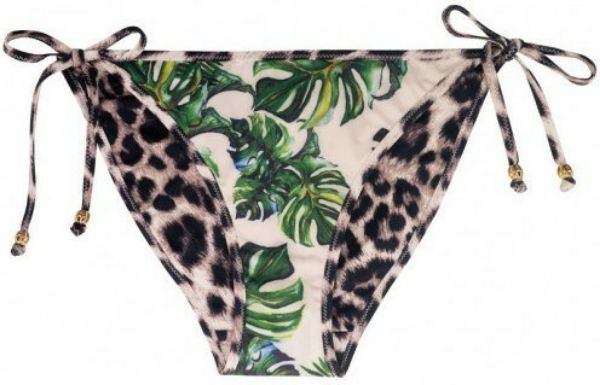 Εικόνα της Γυναικείο σλιπ μαγιό "Koani" reversible, με δεσίματα στα πλαϊνά. Εμπριμέ τροπικό σχέδιο από τη μια πλευρά, λεοπάρ από την άλλη.