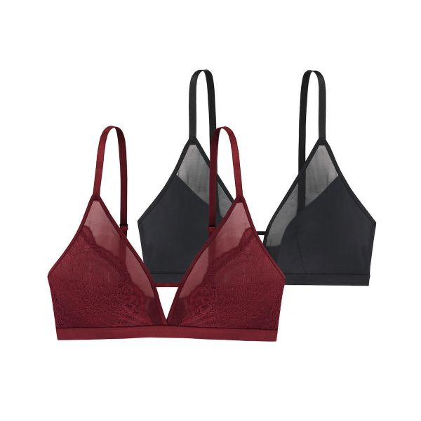 Εικόνα της 2 Pack Dorina Μαύρο/Μπορντό Bralette χωρίς μπανέλα, χωρίς επένδυση.