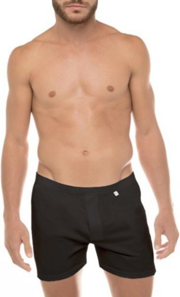 Εικόνα της Walk Ανδρικό boxer μαύρο φαρδύ 100% βαμβάκι. Με εσωτερικό λάστιχο, άνοιγμα & ένα κουμπί.