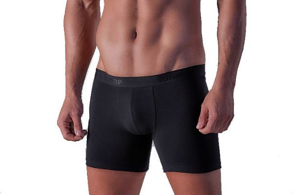 Εικόνα της CuWrap Δυάδα ανδρικά μαύρα boxer με μακρύ πόδι & εξωτερικό λάστιχο.