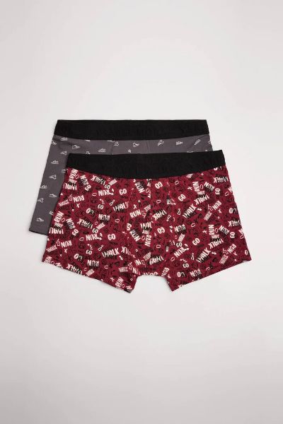 Εικόνα της 2Pack Ysabel Mora Boxer Ανδρικά Ανθρακί/Μπορντό Εμπριμέ.