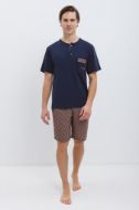 Εικόνα της Οδυσσεύ Μπλε Ανδρική Πιτζάμα Με Εμπριμέ Βερμούδα.