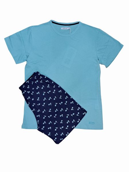 Εικόνα της Noidinotte Οινοπνευματί Βαμβακερή Πιτζάμα Με Εμπριμέ Σορτς.