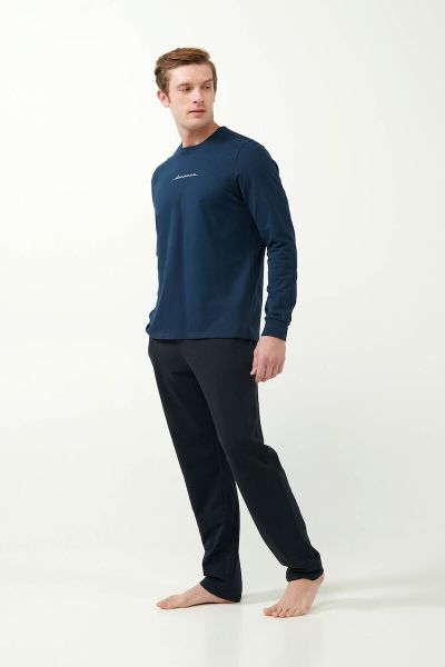 Εικόνα της Vamp Χειμερινή Ανδρική Μπλούζα Πιτζάμας Βαμβακερή Μπλε Σκουρο 21731