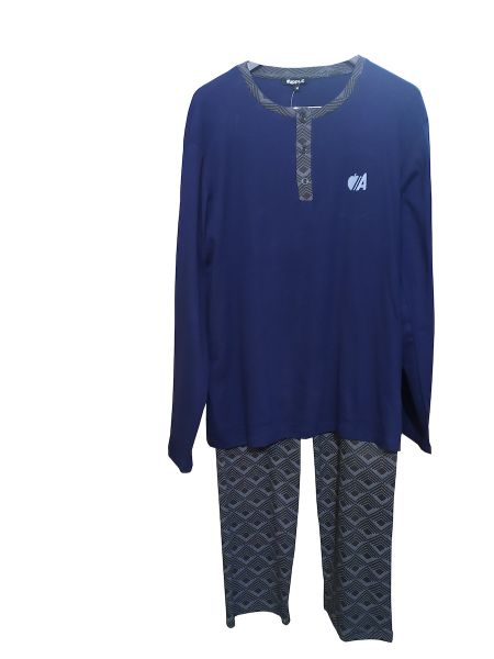 Εικόνα της Apple βαμβακερή μπλε/ανθρακί ανδρική πιτζάμα.