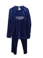 Εικόνα της Passion μπλε φλις χνουδωτή ανδρική πιτζάμα με κέντημα.