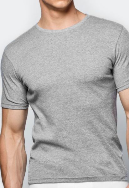 Εικόνα της IDER Γκρι ανδρική φανέλα λαιμόκοψη από 100% βαμβάκι με κοντό μανίκι, χωρίς πλαϊνές ραφές.