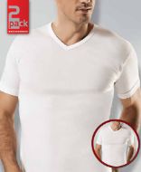 Εικόνα της 2 Pack Apple T-Shirt Με V Εφαρμοστά Rib Λευκά Βαμβακερά.