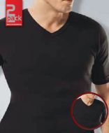 Εικόνα της 2 Pack Apple T-Shirt Με V Εφαρμοστά Rib Μαύρα Βαμβακερά.