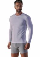 Εικόνα της Wrap Λευκή Μακρυμάνικη Ανδρική Φανέλα Λαιμόκοψη.