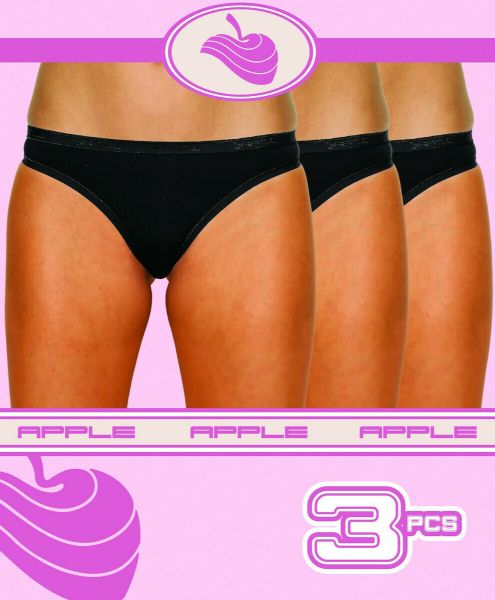 Εικόνα της Apple Boxer 0220238 Βαμβακερά Γυναικεία Slip 3Pack Μαύρα APP-0220238
