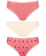 Εικόνα της Sloggi Tai Βαμβακερά Γυναικεία Slip 3Pack με Δαντέλα Ροζ 10197990-M003