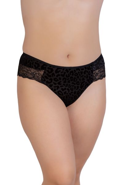 Εικόνα της Elite Μαύρο Βελούδινο Τύπωμα Ψηλό Brazil Με Δαντέλα.