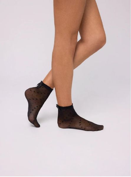 Εικόνα της Ysabel Mora Γυναικεία Καλτσάκια 20 Den Μαυρο με Print 16616