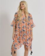 Εικόνα της BLE RESORT COLLECTION ΚΑΦΤΑΝΙ ΠΟΡΤΟΚΑΛΙ/ΜΠΛΕ ΜΕ ΦΥΛΛΑ ONE SIZE (100% COTTON)