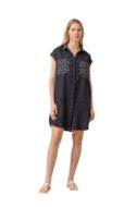 Εικόνα της Noidinotte Viscose Μαύρο Κουμπωτό Φόρεμα Πουά.