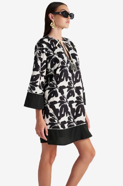 Εικόνα της Blu4u Ασπρόμαυρο Φόρεμα Με Μακρύ Μανίκι.