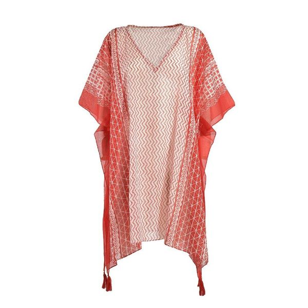 Εικόνα της BLE RESORT COLLECTION ΚΑΦΤΑΝΙ ΚΟΚΚΙΝΟ/ΛΕΥΚΟ ΜΕ ΣΧΕΔΙΑ ONE SIZE (100% COTTON)  5-41-304-0093