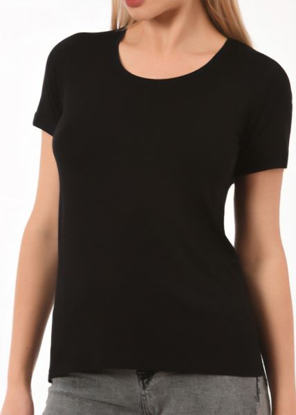 Εικόνα της Elite Μαύρο Κοντομάνικο Γυναικείο Φανελάκι Cotton/ Modal.