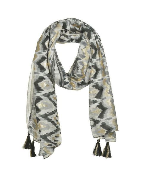 Εικόνα της BLE ΦΟΥΛΑΡΙ/ΠΑΡΕΟ ΜΑΥΡΟ/ΓΚΡΙ ΜΕ ΧΡΥΣΕΣ ΛΕΠΤΟΜΕΡΕΙΕΣ 100Χ180.