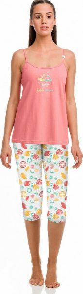 Εικόνα της Vamp Καλοκαιρινό Γυναικείο Σετ Πιτζάμας Βαμβακερό Ροζ 14906 14906