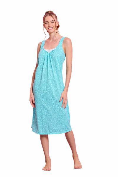 Εικόνα της Jeannette Lingerie Βαμβακερό Καλοκαιρινό Γυναικείο Νυχτικό Aqua 7817