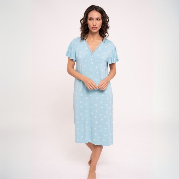 Εικόνα της Muydemi Καλοκαιρινό Γυναικείο Νυχτικό Γαλάζιο 210061