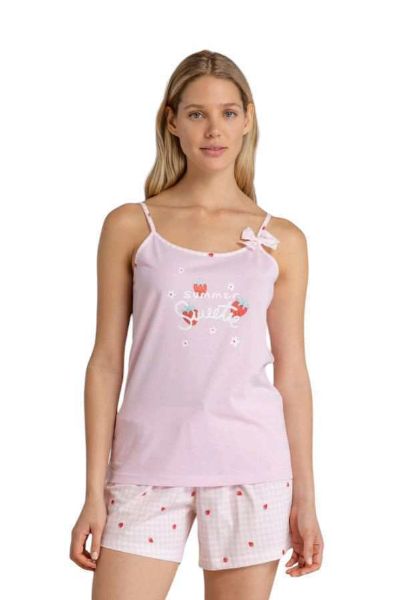 Εικόνα της Noidinotte Βαμβακερό Ροζ Babydoll Με Φράουλες.