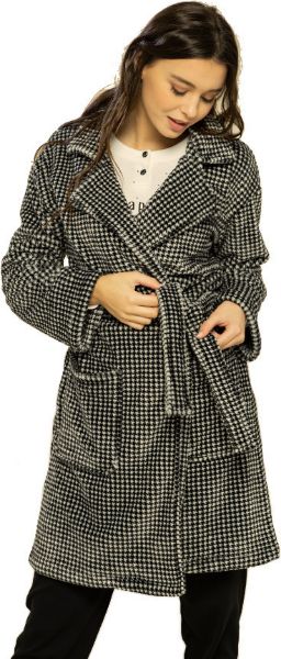 Εικόνα της Noidinotte ασπρόμαυρη πιε ντε πουλ φλις σταυρωτή ρόμπα.