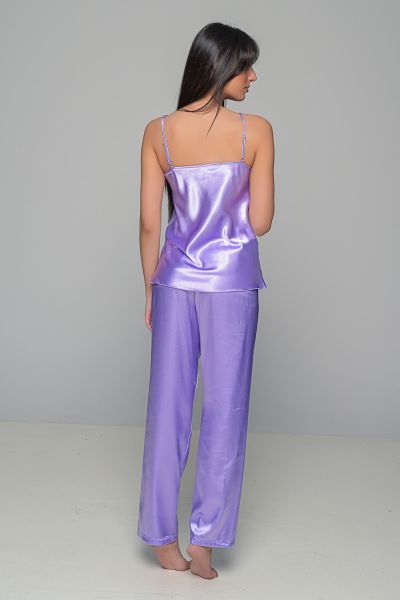 Εικόνα της Milena by Paris Καλοκαιρινό Γυναικείο Σετ Πιτζάμας Σατέν Λιλα 009185-Λιλά