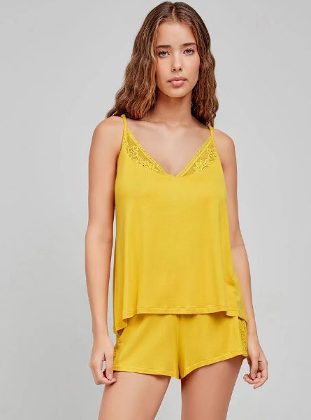 Εικόνα της Gisela Κίτρινο Babydoll Viscose Με Δαντέλα.
