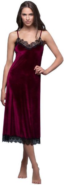 Εικόνα της Milena by Paris Μπορντό midi νυχτικό βελούδινο.