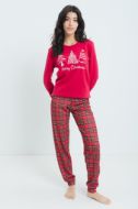 Εικόνα της Γιώτα βαμβακερή κόκκινη καρό γυναικεία πιτζάμα.