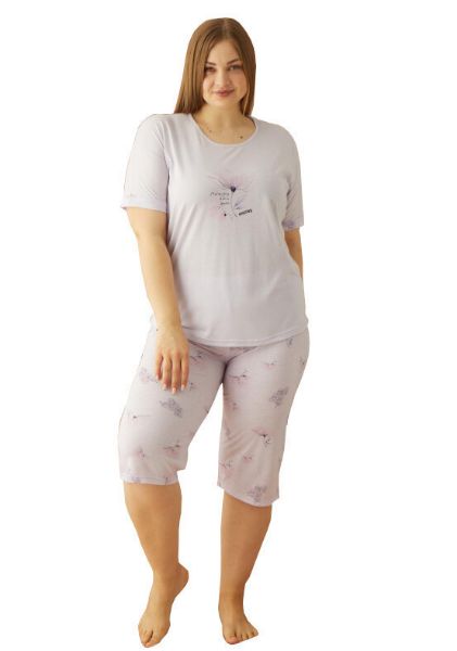 Εικόνα της Amelie Plus Size Λιλά Πιτζάμα Με Κάπρι.
