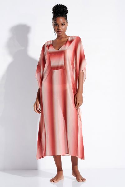 Εικόνα της Jeannette Κοραλί Maxi Καφτάνι Με Ασημοκλωστή.