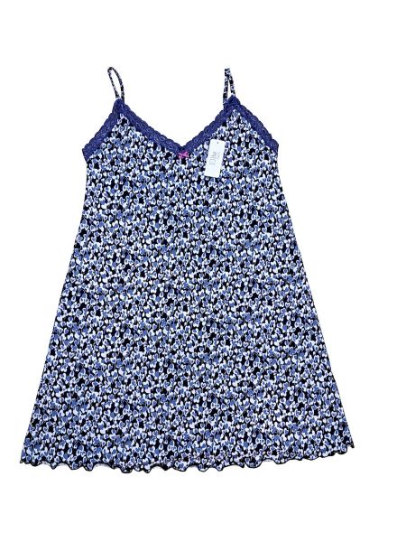 Εικόνα της Elite Μπλε Εμπριμέ Νυχτικό Με Ράντα.