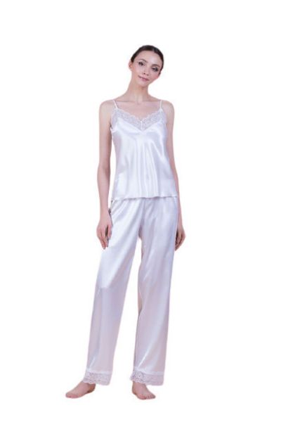 Εικόνα της Milena by Paris Νυφικό Γυναικείο Σετ Πιτζάμας Σατέν Λευκό 9121