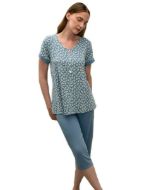 Εικόνα της Plus Size Vamp Καλοκαιρινό Γυναικείο Σετ Πιτζάμας Blue Serene.