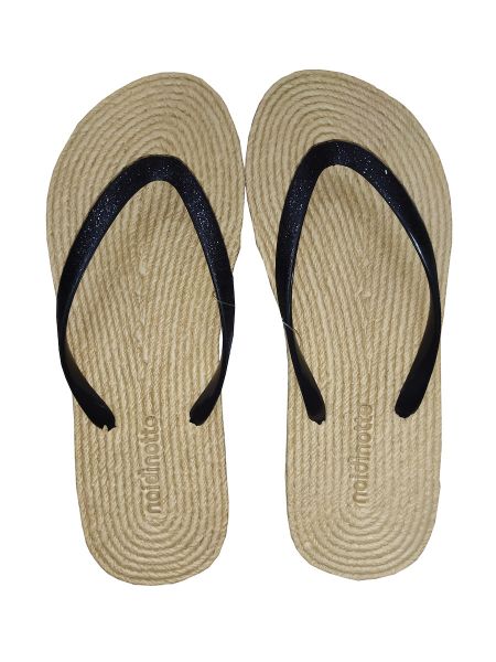 Εικόνα της Noidinotte μπεζ/μαύρες τύπου ψάθινες σαγιονάρες.