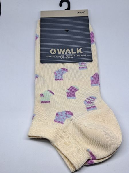 Εικόνα της Walk Βαμβακερές Εκρού Κοντές Γυναικείες Κάλτσες Με Σχέδιο "Κάλτσες".