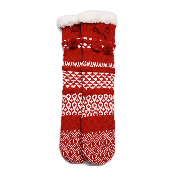Εικόνα της Ysabel Mora Γυναικείες Κάλτσες Αντιολισθητικές Xmas Print Κόκκινο