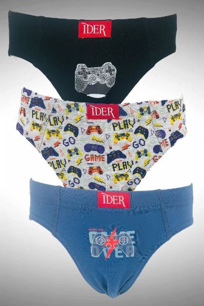 Εικόνα της 3Pack Ider Slip Παιδικά Βαμβακερά Γκρι/Μπλε/Μαύρο.