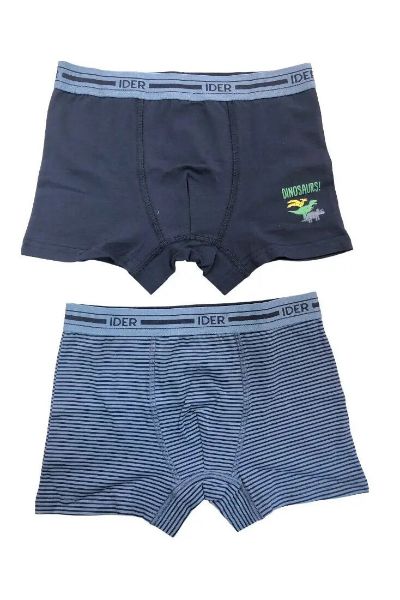 Εικόνα της 2 Pack Ider Παιδικά Boxer Ριγέ Μπλε/Μπλε με δεινόσαυρους.