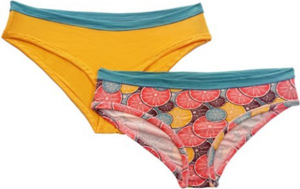 Εικόνα της Δυάδα παιδικό σλιπ bamboo για κορίτσι. Ένα μονόχρωμο κίτρινο & ένα με σχέδιο. (95% Bamboo-5% Elastane)