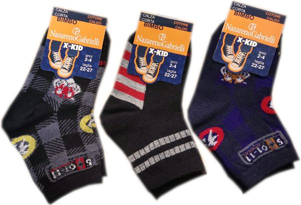 Εικόνα της 3 Ζεύγη Nazareno Gabrielli αγορίστικες κάλτσες μπλε/γκρι/μαύρες.