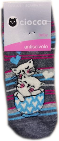 Εικόνα της Ciocca γκρι κοριτσίστικες πετσετέ κάλτσες με πατουσάκια σιλικόνης.