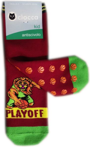 Εικόνα της Ciocca μπορντό παιδικές πετσετέ κάλτσες με πατουσάκια σιλικόνης.